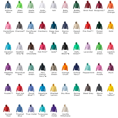 Awdis Just Hoods Adult College colour chart JH01