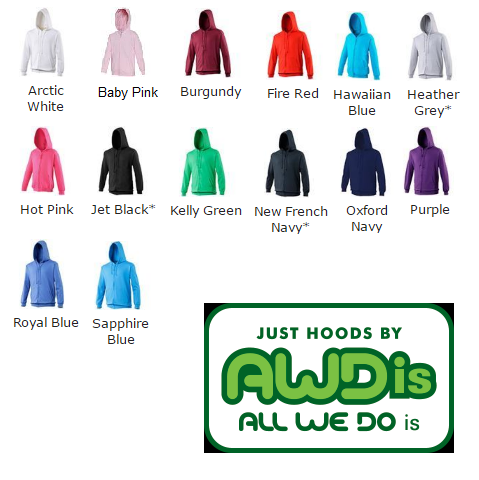 Awdis Kids Zoodie colour chart