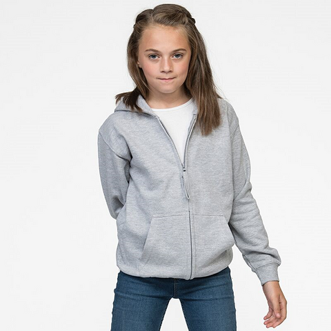 Awdis Children's Zoodie being worn by a little girl in Grey JH50J